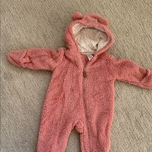 Carter's Plush pink Coral Hooded Footie with Bear Ears